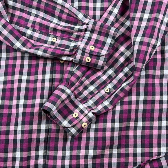 Peter Millar Shirt Mens LT Button Down Plaid Purple Pink Navy Blue Long Sleeve - Picture 4 of 9